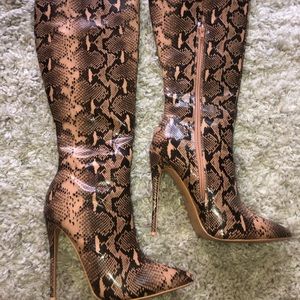 knee high faux snake skin boots!